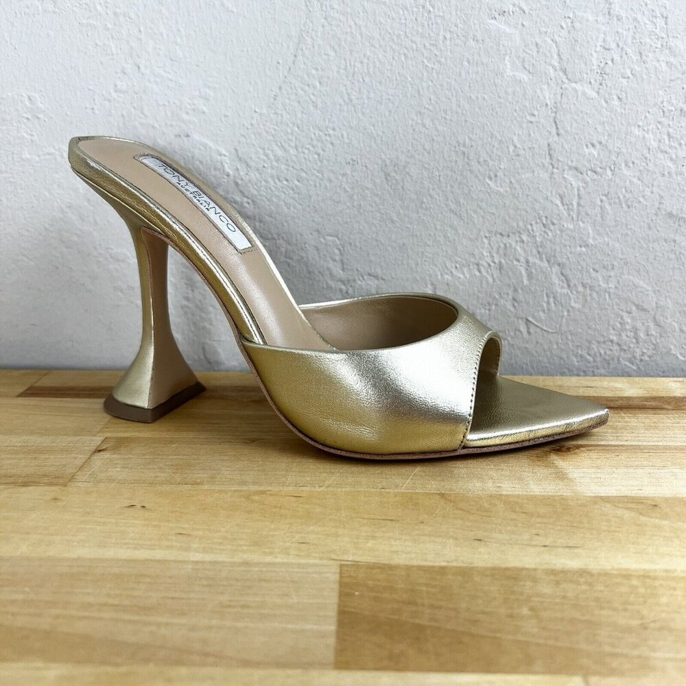 Tony Bianco Metallic Gold Sculptural Heel Mule